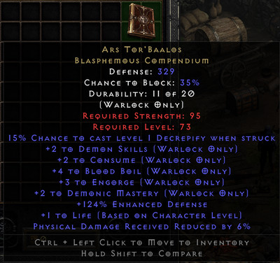 Diablo 2 SC Non-Ladder DLC ARS TOR'BAALDS SHIELD PC/SWITCH/PS