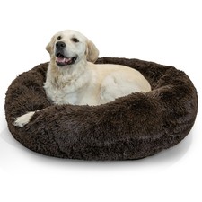 Best Friends by Sheri Original Calming Donut Dog  Cat Bed, Shag Faux Fur, Dark