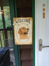 12x8 NEW Golden Retriever Handpainted Slate Welcome Sign By KimsCrafts 