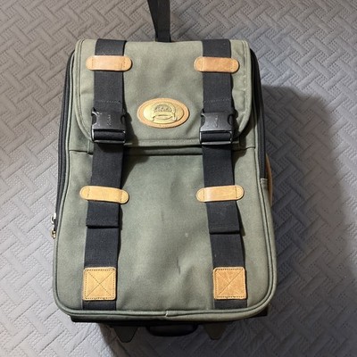 Cabela s Green Canvas & Leather Rolling Luggage Travel Bag Suitcase 22''x14''x10''