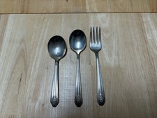 Set 3 of Vintage Wm. Rogers Silverplate Child's Spoons and Fork Marked