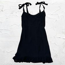 Reformation Black Dark Coquette Whimsigoth Ruffle Mini Dress Size Small