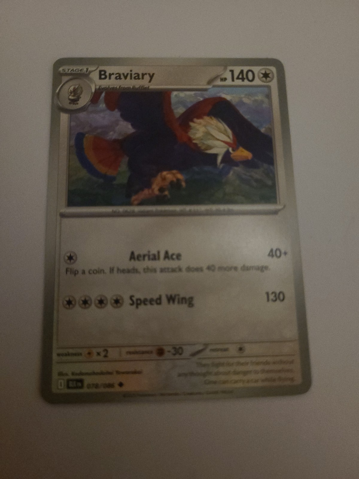 Braviary English Black Bolt 78/86 Mint Condition
