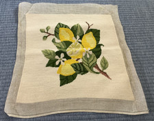 Lemons Lemon Blossoms And Leaves Completed 14x14 Needlepoint Canvas