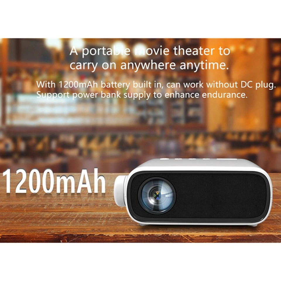  1080P Wifi Video Mini Projector 3D LED 4K Home Theater Cinema HDMI with Speaker - Image 4 of 4