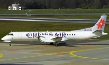 Saab 2000 Crossair Mahogany Desktop Wood Airplane New Model Small Scale 1/100