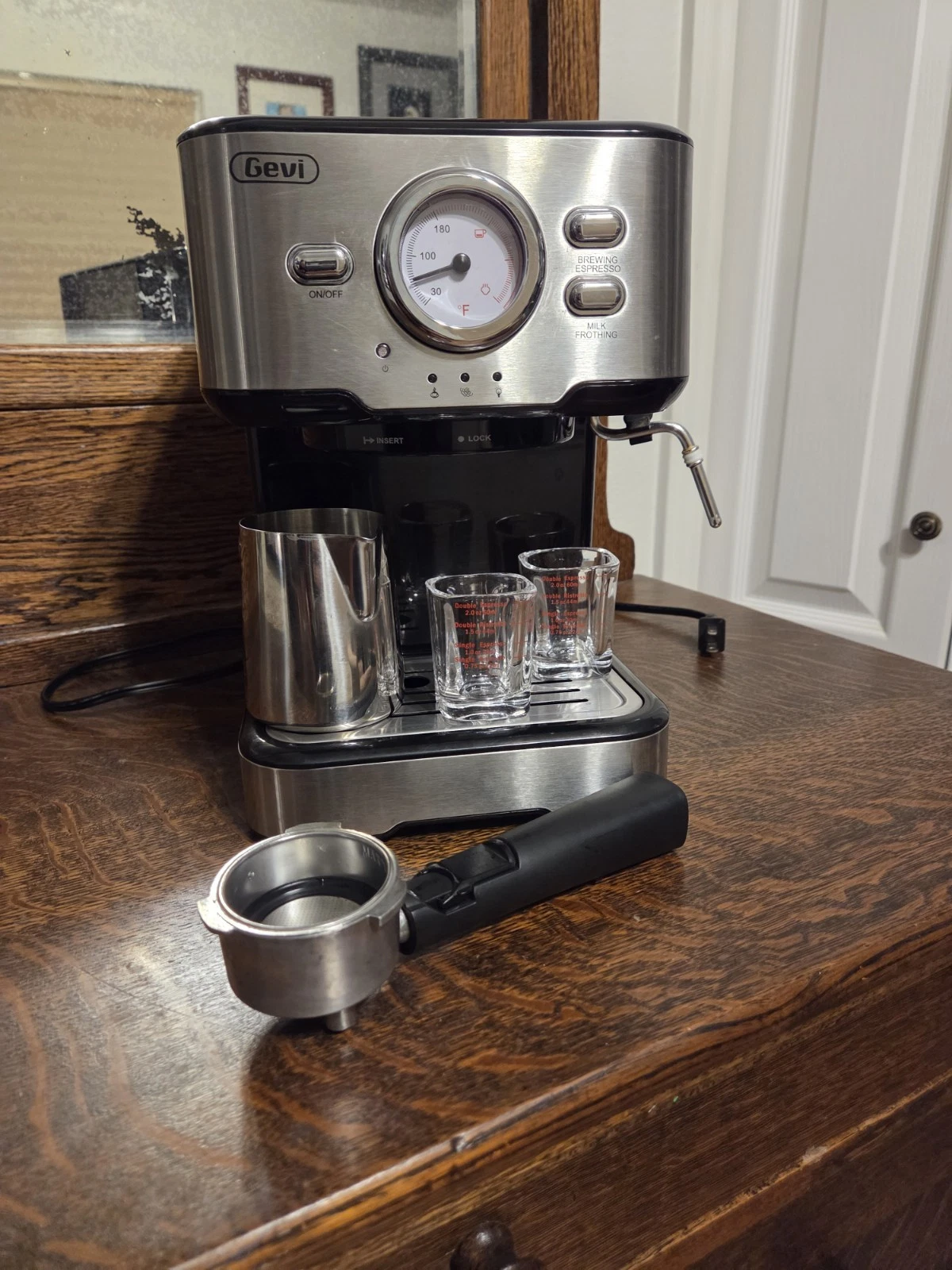 Gevi Espresso Machine with Milk Frother and Portafilter