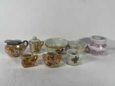 Vintage Miniature Porcelain Tea Set Pieces Mixed Lot Japanese Lustreware Gingham