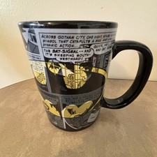 MUG BATMAN Comic Strip Coffee Black Cup DC Comics 18 FL OZ. Zak Designs 4.25"H