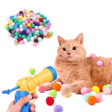 Interactive Cat Toy Launcher Colourful Pom Indoor Play Ball Shooter for Cats Toy