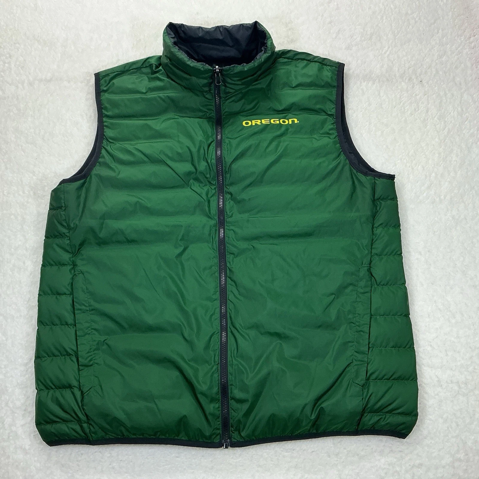 COLUMBIA Reversible Down Vest OREGON DUCKS Green/Black Men’s XL Lightweight