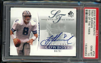 2003 Upper Deck SP Authentic Troy Aikman Auto Sign Times #/97