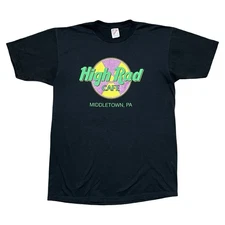 Vintage High Rad Cafe T Shirt Middletown PA Neon Graphic TMI Three Mile Island L