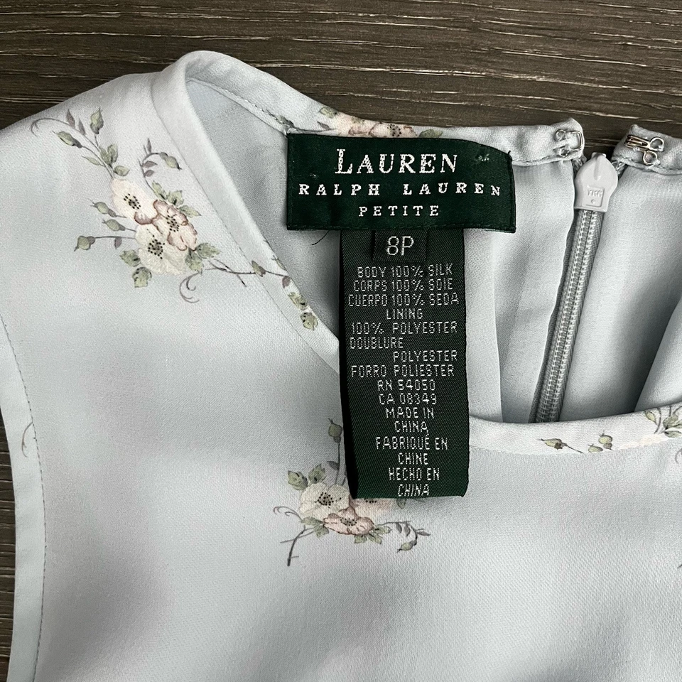 Maxi Vestido De Colección LRL Petites Ralph Lauren 100% Seda 8 Y2k Floral Coqueta de Casa Foto 3 de 4