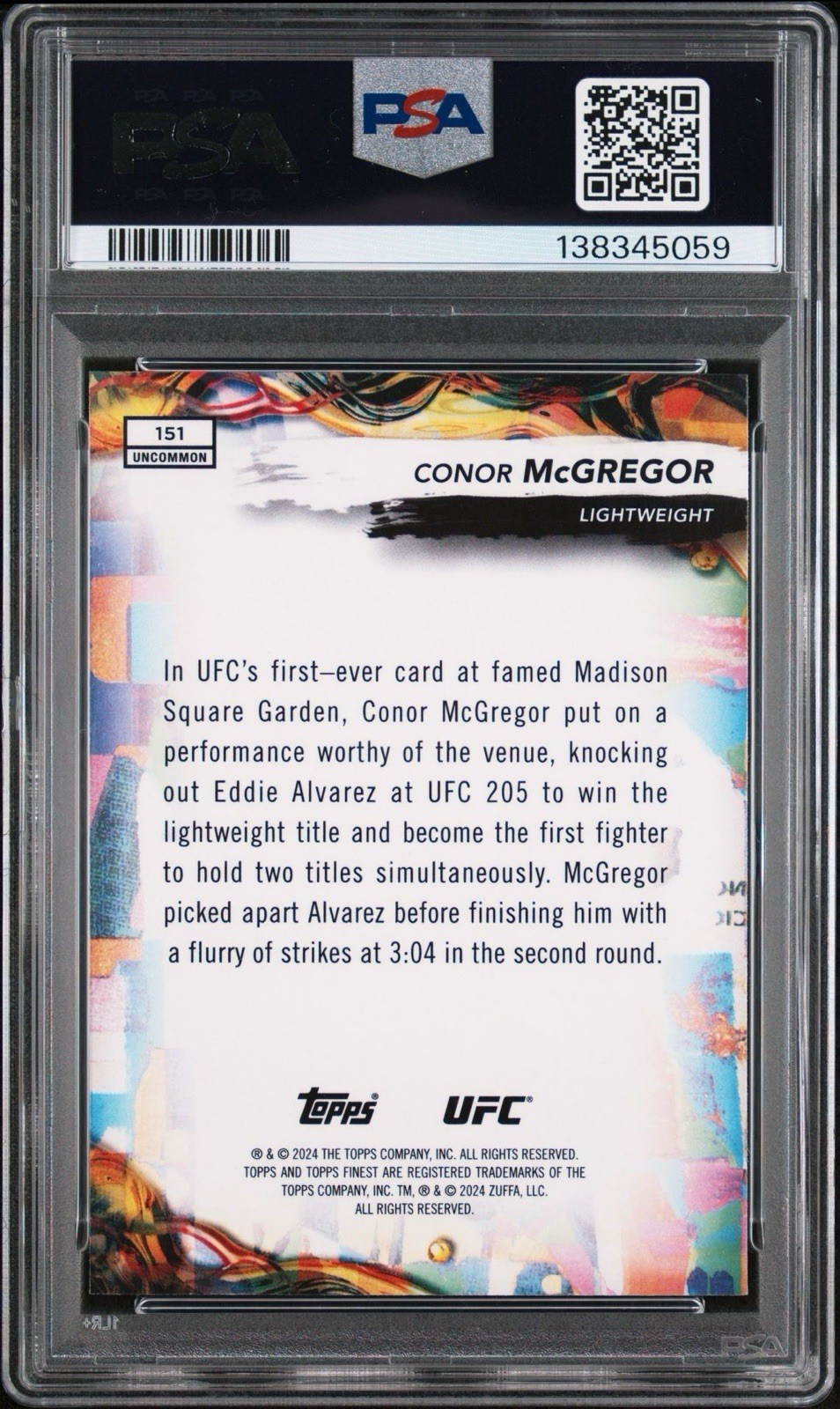 2024 TOPPS FINEST UFC | YELLOW GLITTER /75 PSA 10. **POP 1** view 2