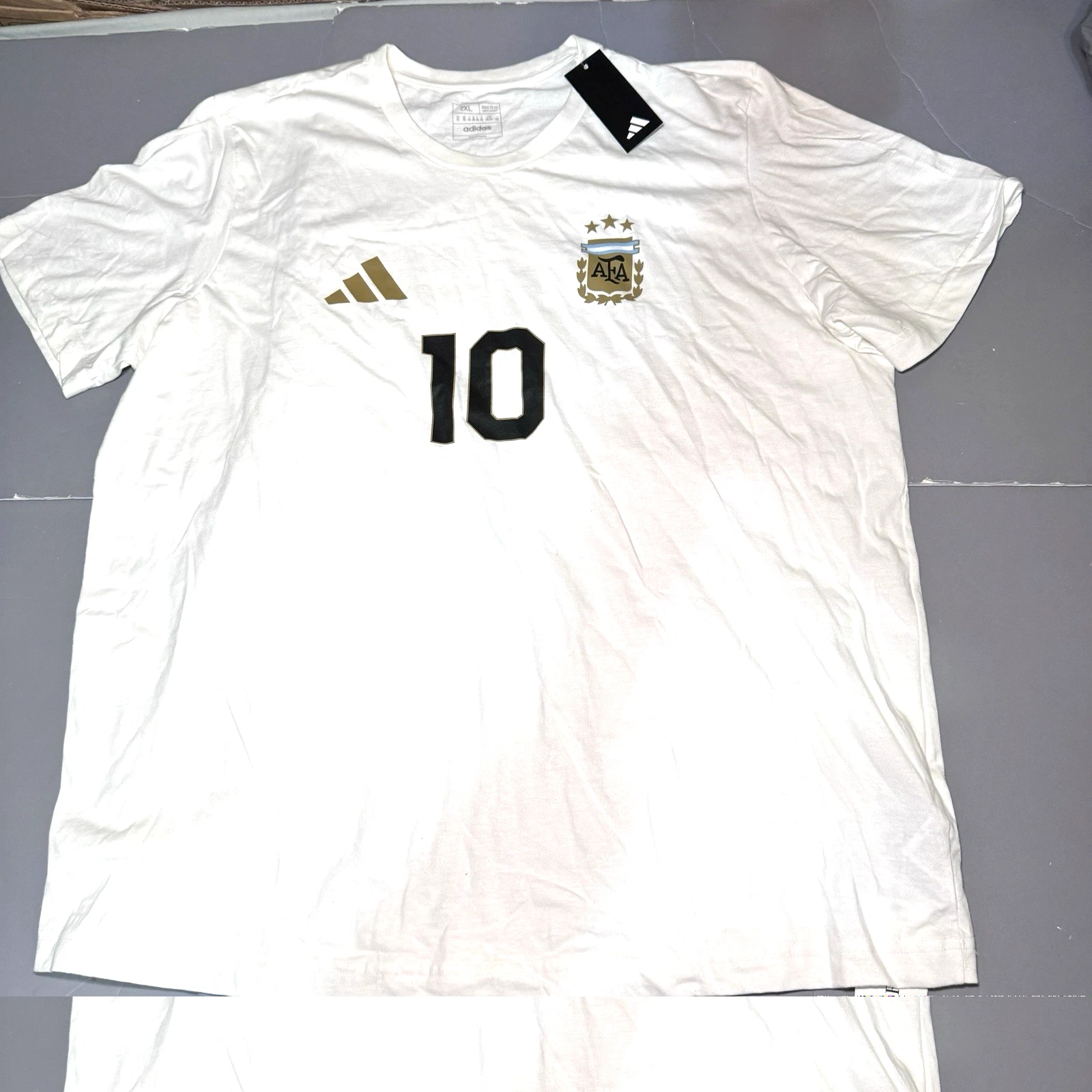 Adidas T Shirt Tee Mens 2XL Team Argentina Football Soccer Lionel Messi White