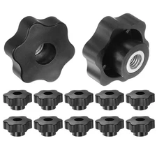 12pcs Star Knobs M10 Thread 48mm Head Through Hole Metal Insert Knob Black