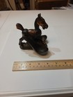 Tobacco pipe holder, brass/bronze decorative cast of a prancing saddled horse — photo 3