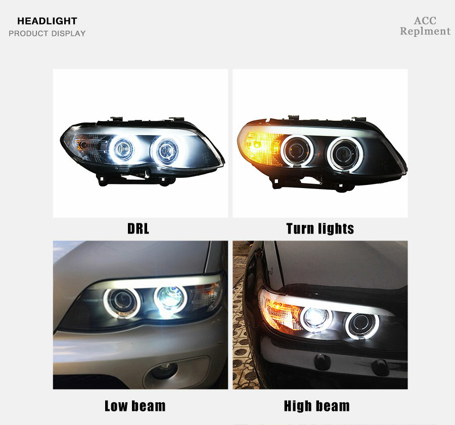 LEDヘッドライトX5 For BMW X5 E53 2004-2006 HID Headlight Assembly LED DRL