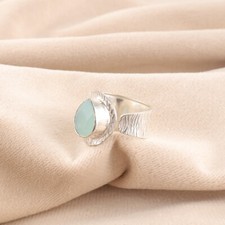 Aqua Chalcedony Gemstone 925 Sterling Ring Handmade Jewelry Ring For Gift
