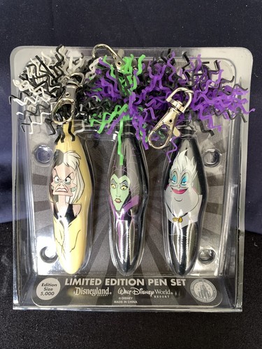 Disney Villians Writing Pen Set. Limited Edition 1 Of 5000 Set Of 3 Villains NIB