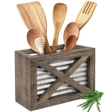 Autumn Alley Rustic Kitchen Utensil Holder- Farmhouse Utensil Crock