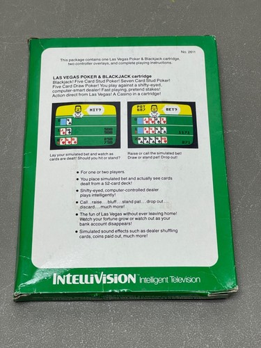 Intellivision 1979 Las Vegas Poker & Blackjack Video Game Cartridge Overlay Box - Picture 2 of 6