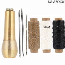 Copper Handle Leather Sewing Awl Threads Sewing Awl Stitcher for Leather Repair