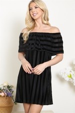 NEW Black Off The Shoulder Stripped Mini Dress pick S M L