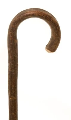 Chestnut Crook with Bark with Ferrule Walking Stick Cane Natural Rustic Unique
