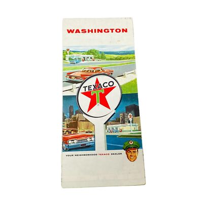 Vintage Texaco Oil Company 1963 Washington State Road Map