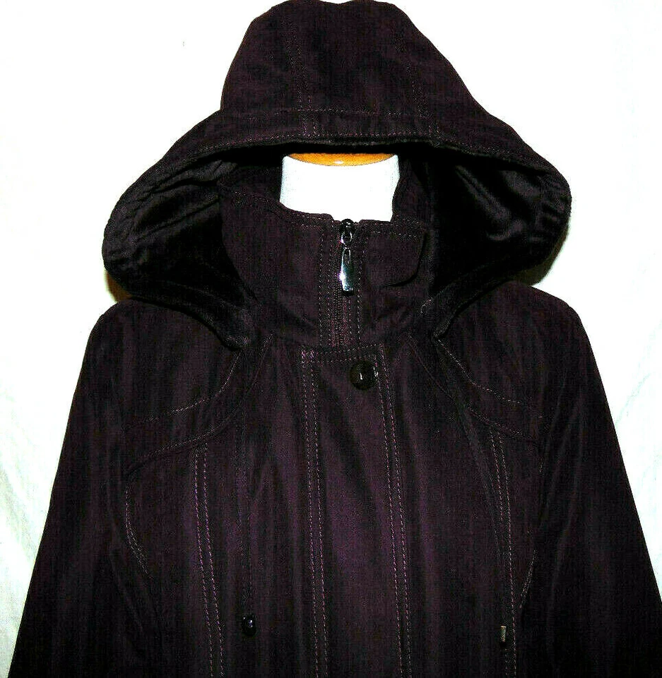 CROFT&BARROW WOMEN POLYESTER NYLON COAT POLYESTER BLEND PARKA HOOD SUEDE COAT~L - Imagem 2 de 4