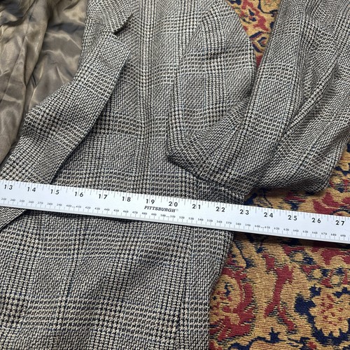 Vintage Brandini Silk and Wool Blend Blazer - Men's Size 44T Plaid - Picture 7 of 10