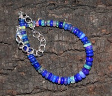 Natural Ethiopian Opal Gemstone Beads 7"Bracelet Fire Opal Beads F3199