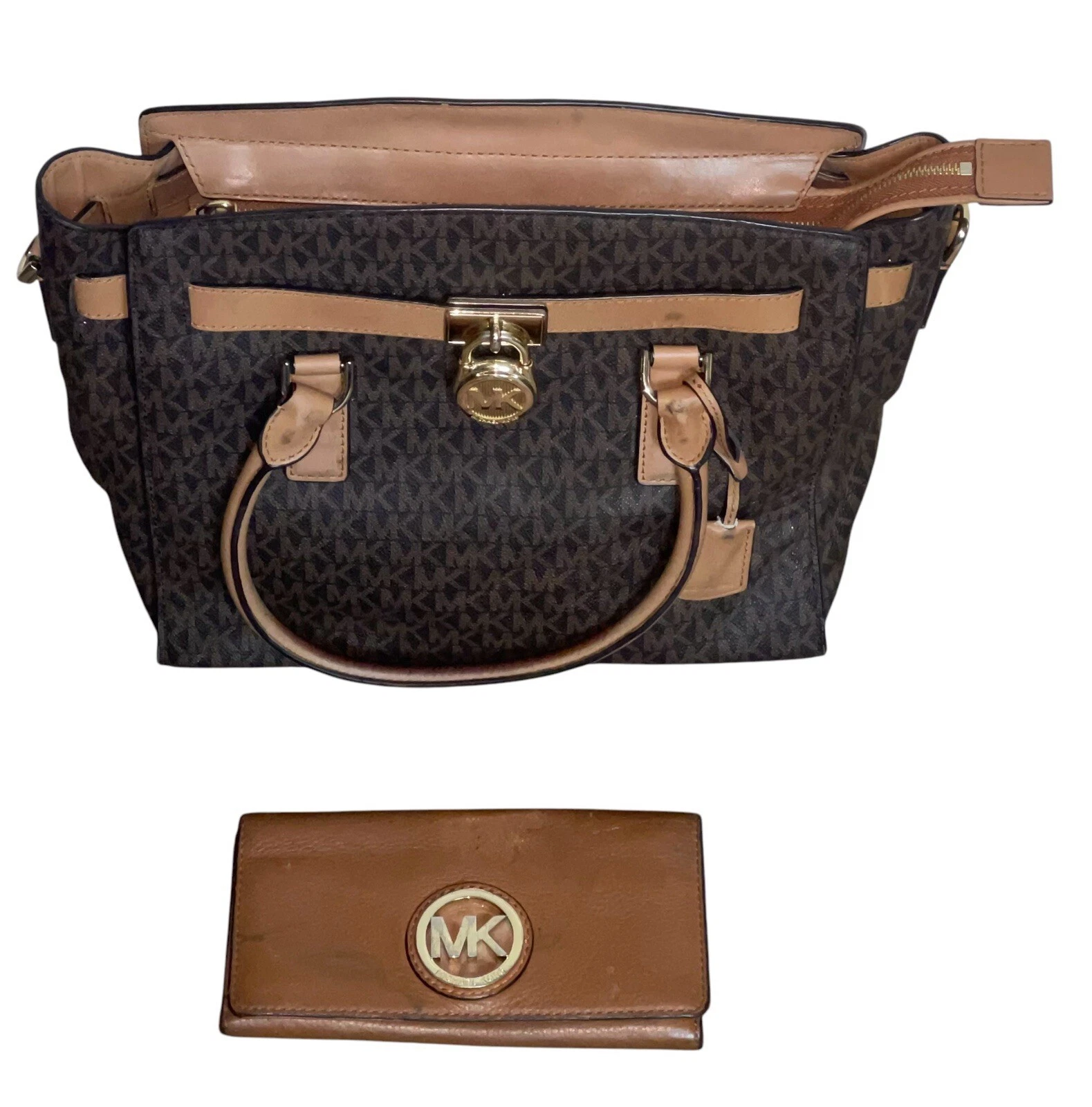Borsa Michael Kors Hamilton Monogram Lock catena oro firma grande borsa a tracolla