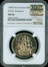 1989 New Zealand 50 Cents 50C NGC MS66 MAC Quality