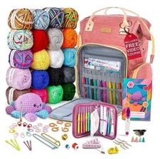  Crochet Kit for Beginners Adults and Kids - CROCHET KIT with CROCHET BACKPACK