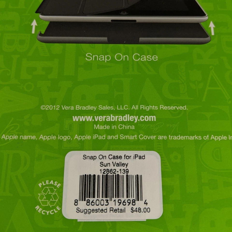 Vera Bradley blue multicolor Sun Valley snap on iPad 2 iPad 3 hard case MSRP 48 - Image 3 of 4