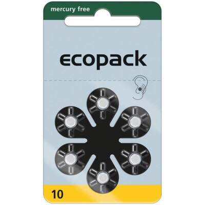 30x Varta ecopack Typ 10 im 6er-Blister Knopfzelle 1,4V ø5,8x3,6mm Zink-Luft