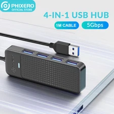 PHIXERO USB HUB 3.0 4-Port Splitter USB USB A HUB Adapter Expansion 0.5/3.3ft