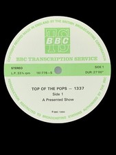 Top Of The Pops - 1337, BBC Transcription, fully laminated cue sheets, UK, 1990