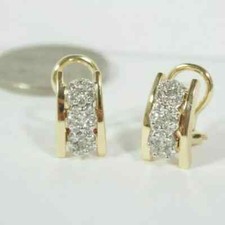 2 Ct Round Cut Lab-Created Diamond Huggie Hoop Earrings 14K Yellow Gold Plated