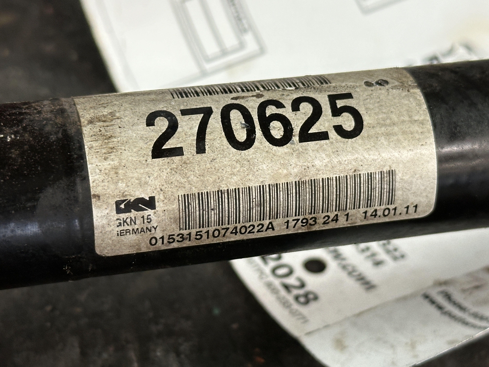 11-15 MASERATI GRANTURISMO RWD REAR PASSENGER RIGHT RH AXLE SHAFT 18K MILES