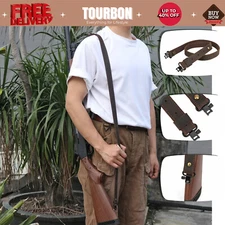 Tourbon Leather Rifle 1" Sling Shotgun Gun Carry Strap Adsjuted w/Swivels Clip