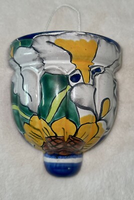 Talavera? Mexico Pottery Ceramic Wall Hanging Planter Folk Art Sconce | eBay