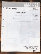 Sony WM-11 WM-22 Radio Cassette Supp. Service Manual Original 