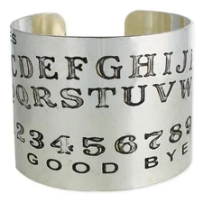 OUIJA SPIRIT BOARD WIDE CUFF BRACELET Bangle Silver Tone Jewelry NEW Occult Goth