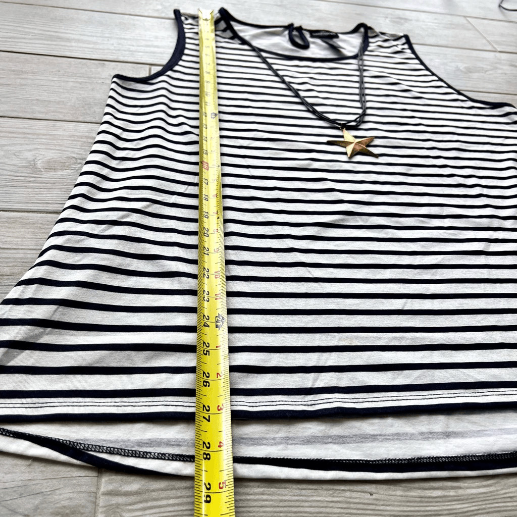 Karen Brooks Womens Black White Stripe Sleeveless with Star Necklace Top Size XL thumbnail 6