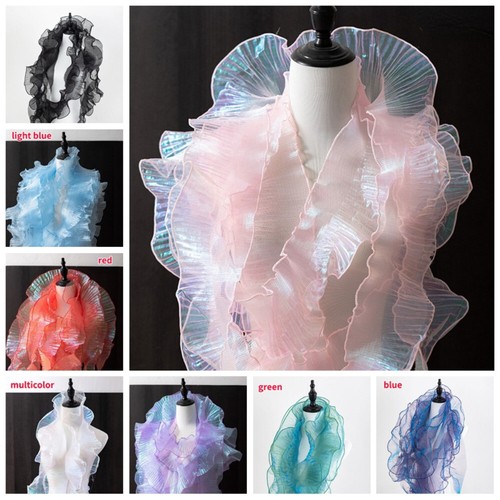 3 Yards Ruffles Pleated Trim Mesh Edging Organza Tulle Fabric Craft Sewing Shiny - Picture 3 of 34