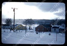 sl75 Original slide 1950's Red Kodachrome aerial view homes snow 211a